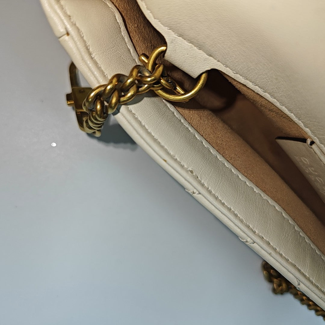 GG Marmont Mini Quilted Calfskin White