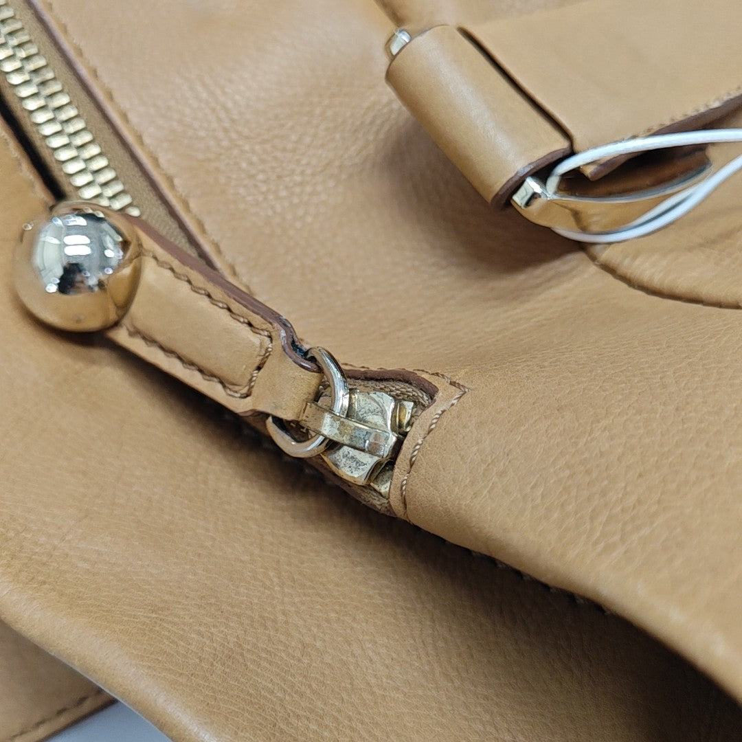 Calfskin Top Handle Bag Brown