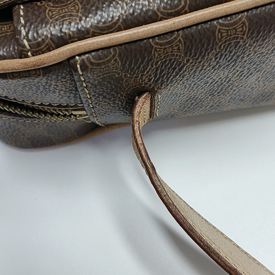 Coated Canvas Shoulder Bag Brown