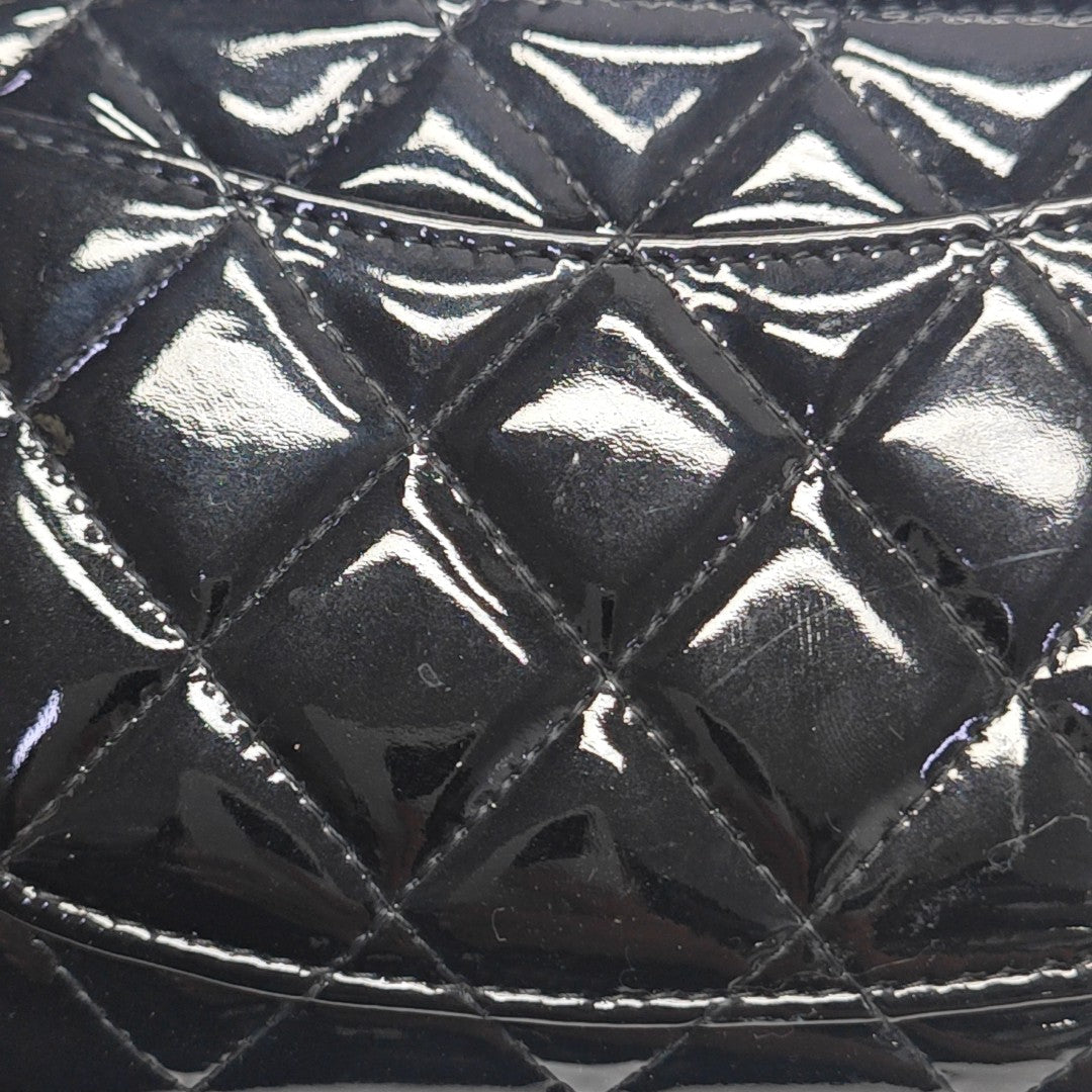 Quilted Patent Leather Wallet Black