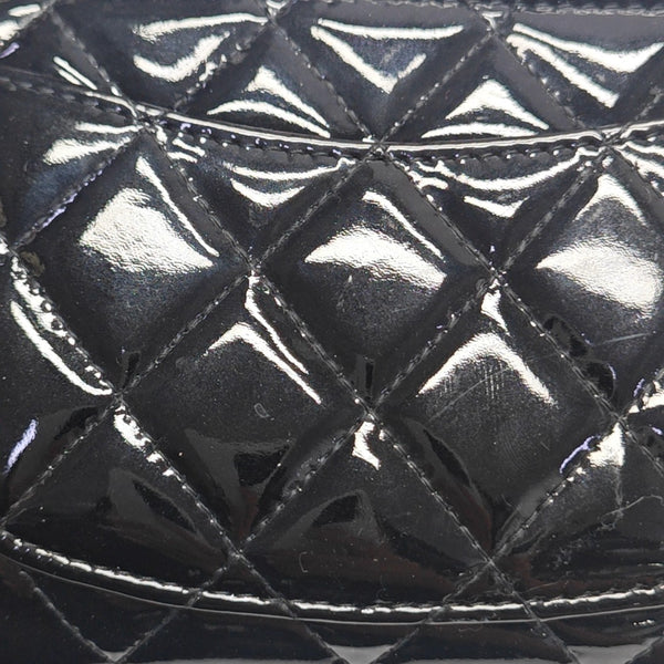 Quilted Patent Leather Wallet Black