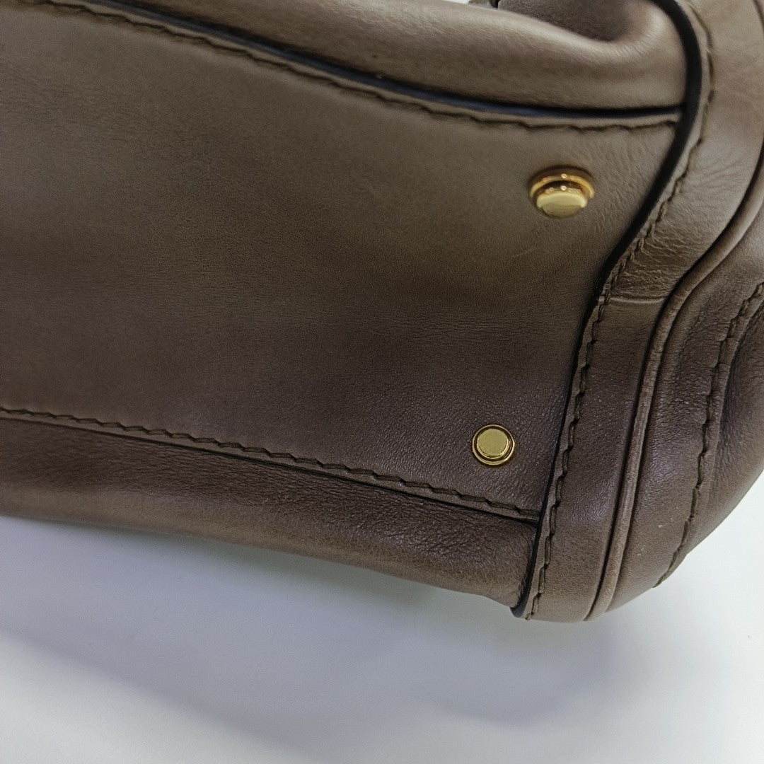 Calfskin Top Handle Bag Brown