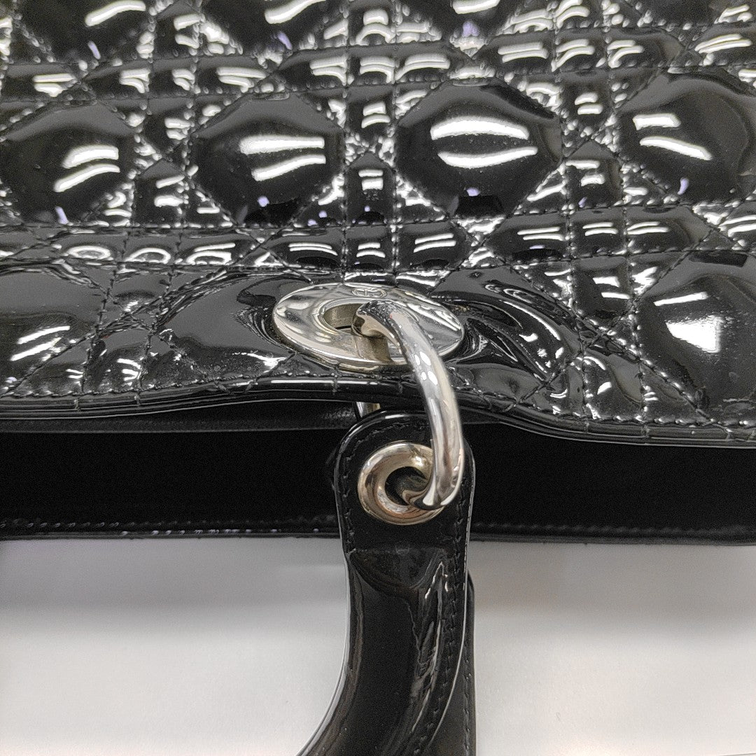 Lady Dior Large Cannage Patent Leather Black