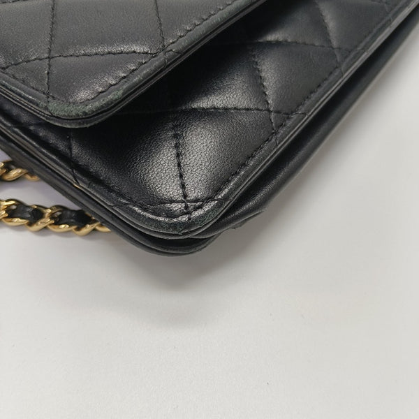 WOC Mini Quilted Lambskin Black