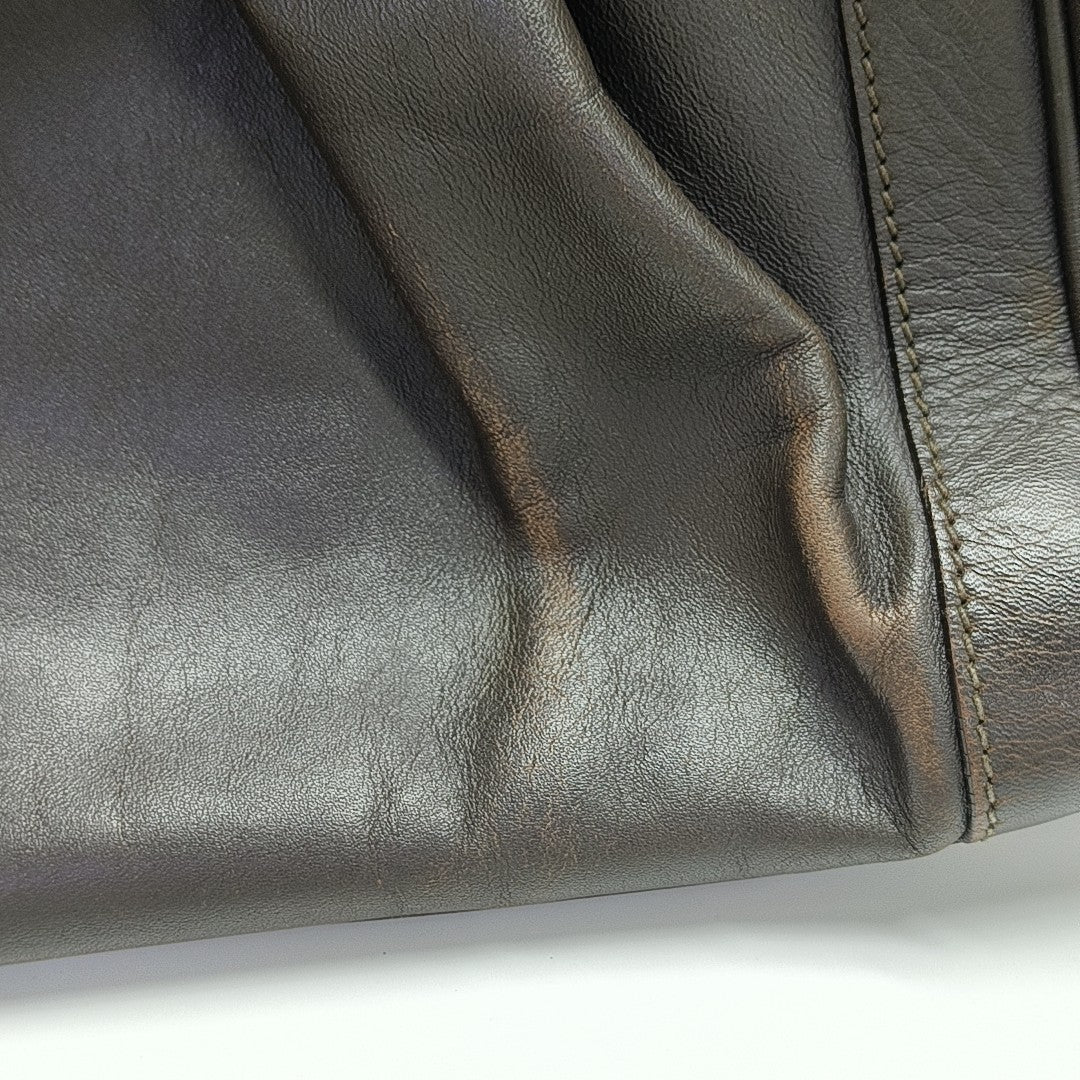 Calfskin Top Handle Bag Brown