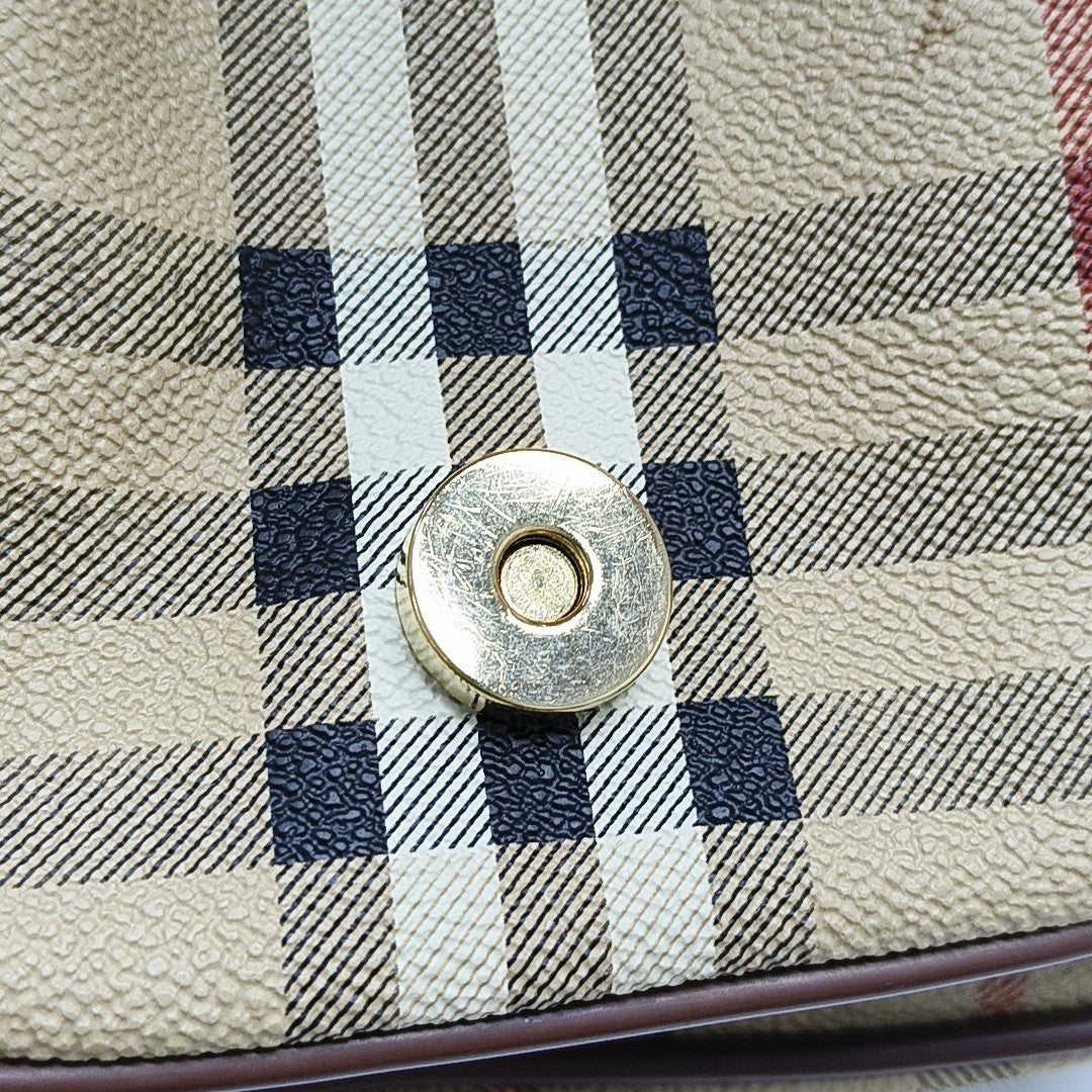 Coated Canvas Shoulder Bag Beige