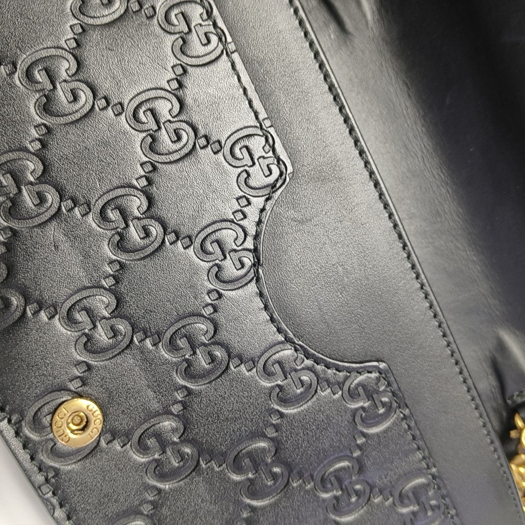 Monogram Calfskin Shoulder Bag Black