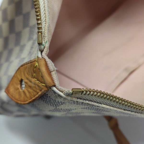 IENA MM Damier Azur Coated Canvas White