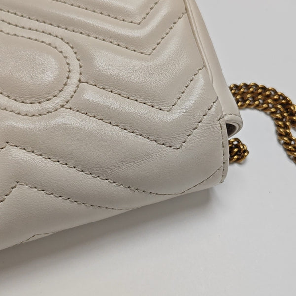 GG Marmont Mini Quilted Calfskin White