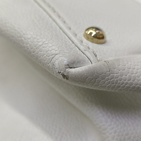 Quilted Grained Calfskin Shoulder Bag White