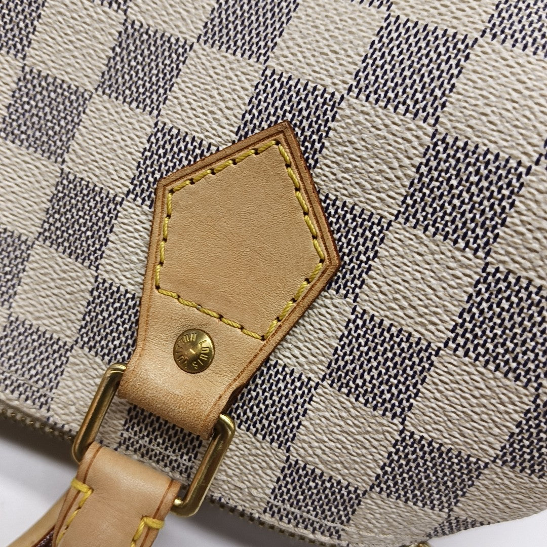 SPEEDY 25 Damier Azur Coated Canvas White