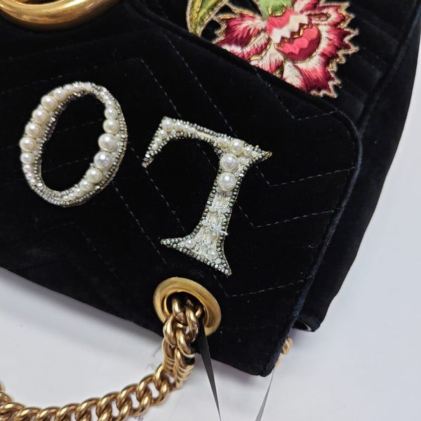 GG Marmont Large Quilted Velvet Black