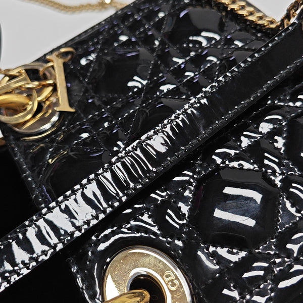 Lady Dior Mini Quilted Patent Leather Black