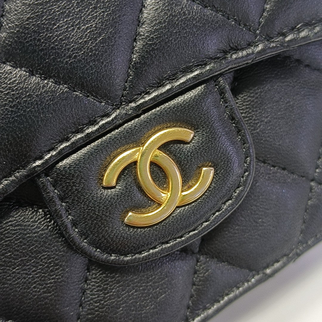 Quilted Lambskin Shoulder Bag Black