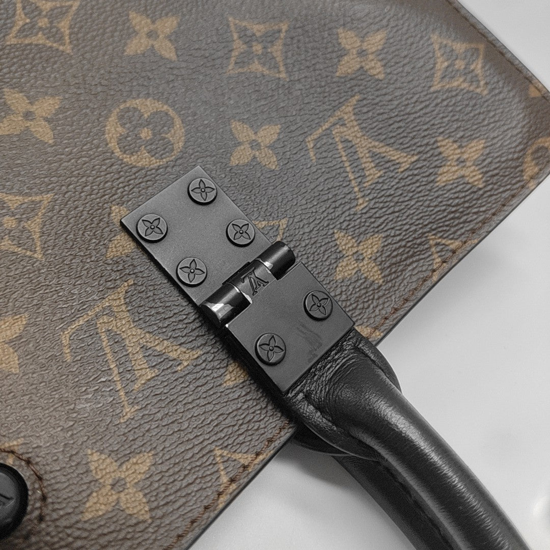 SAC PLAT Monogram Coated Canvas Brown