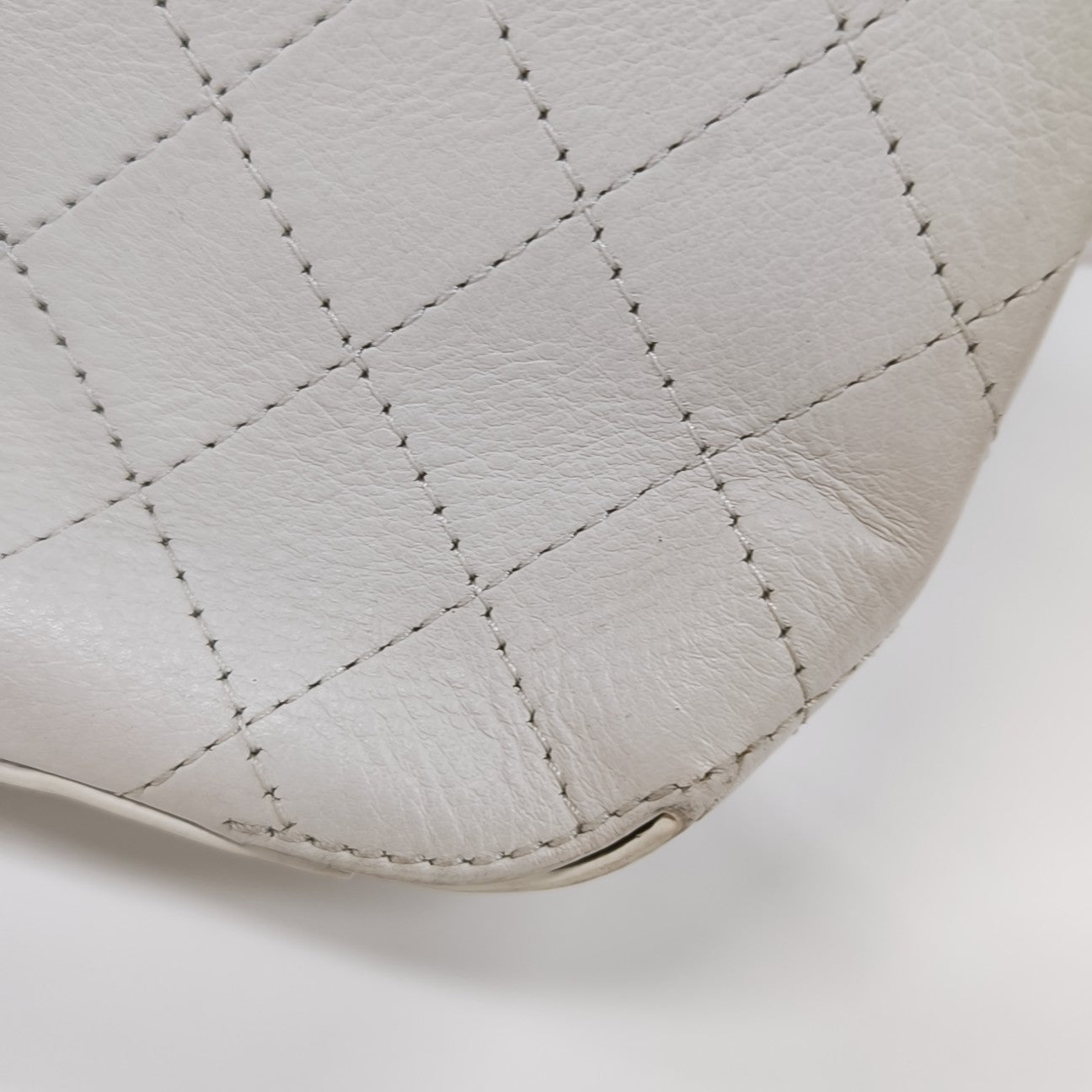 Quilted Calfskin Shoulder Bag White