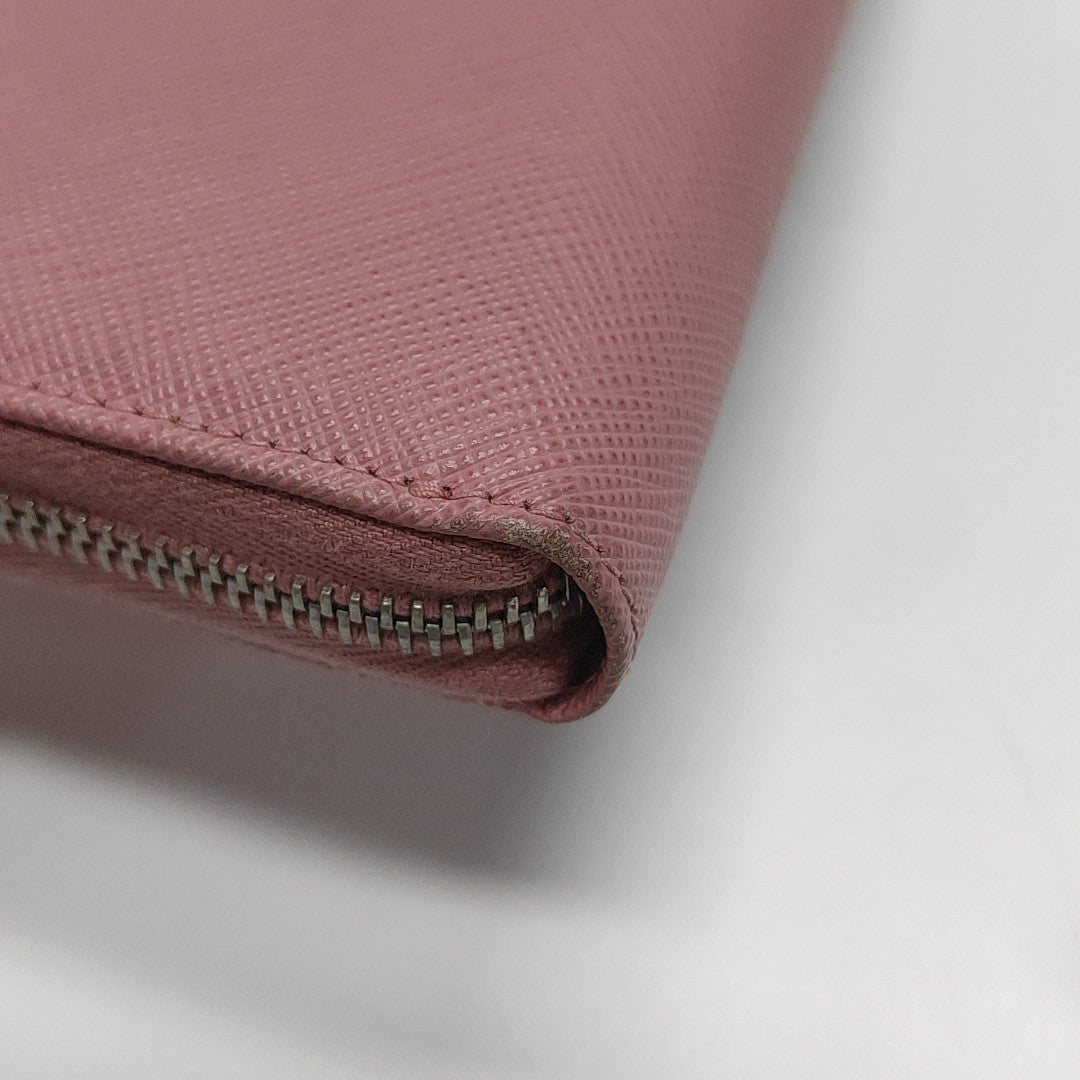 Zippy Wallet Saffiano Calfskin Pink