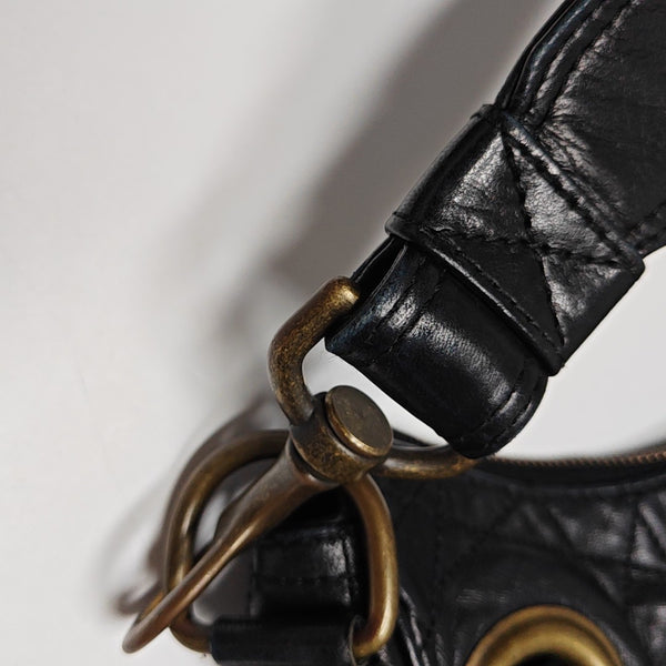 Cannage Lambskin Shoulder Bag Black
