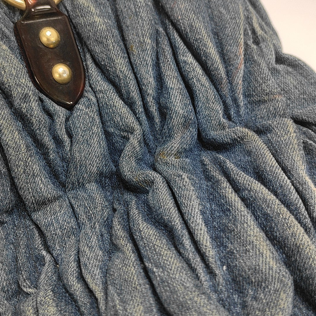 Quilted Denim Tote Bag Blue