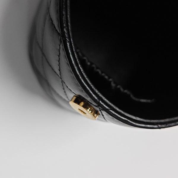 Quilted Calfskin Top Handle Bag Black
