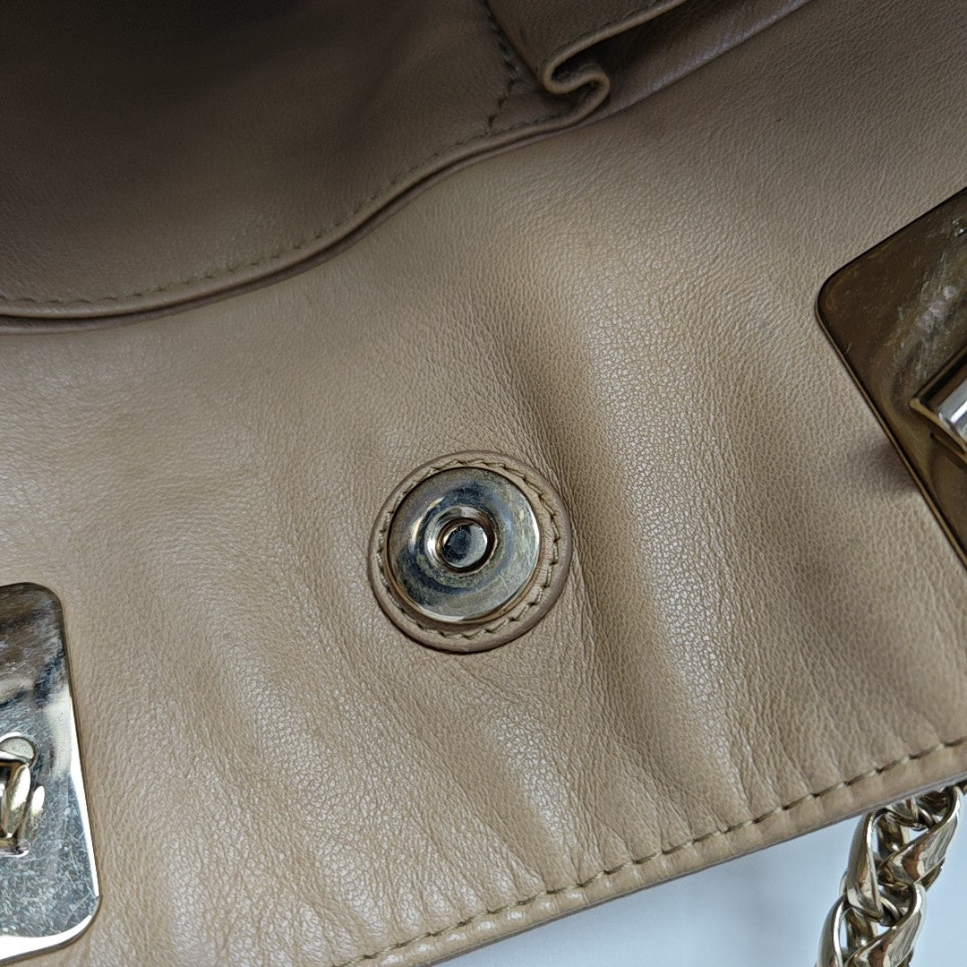 Cannage Calfskin Top Handle Bag Beige