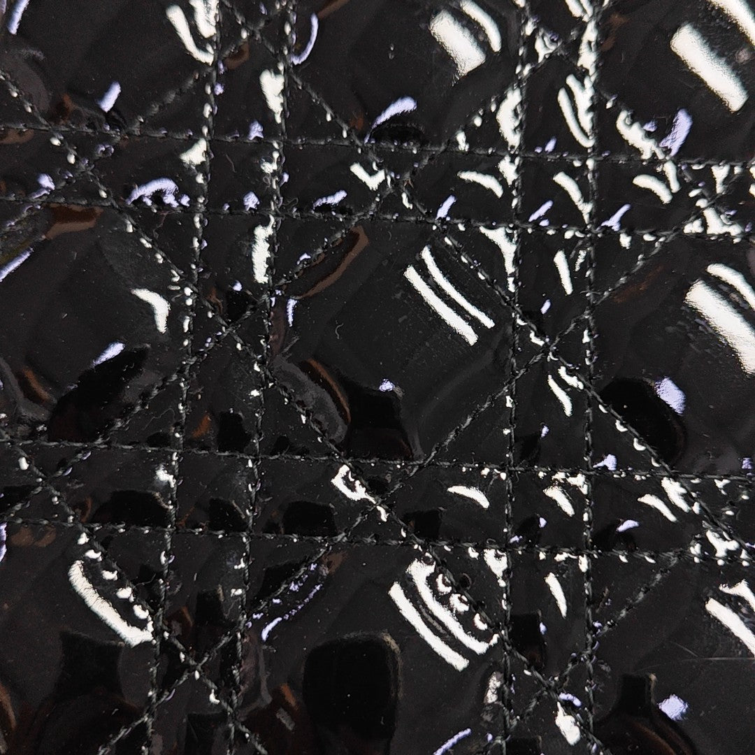 Lady Dior Medium Cannage Patent Leather Black