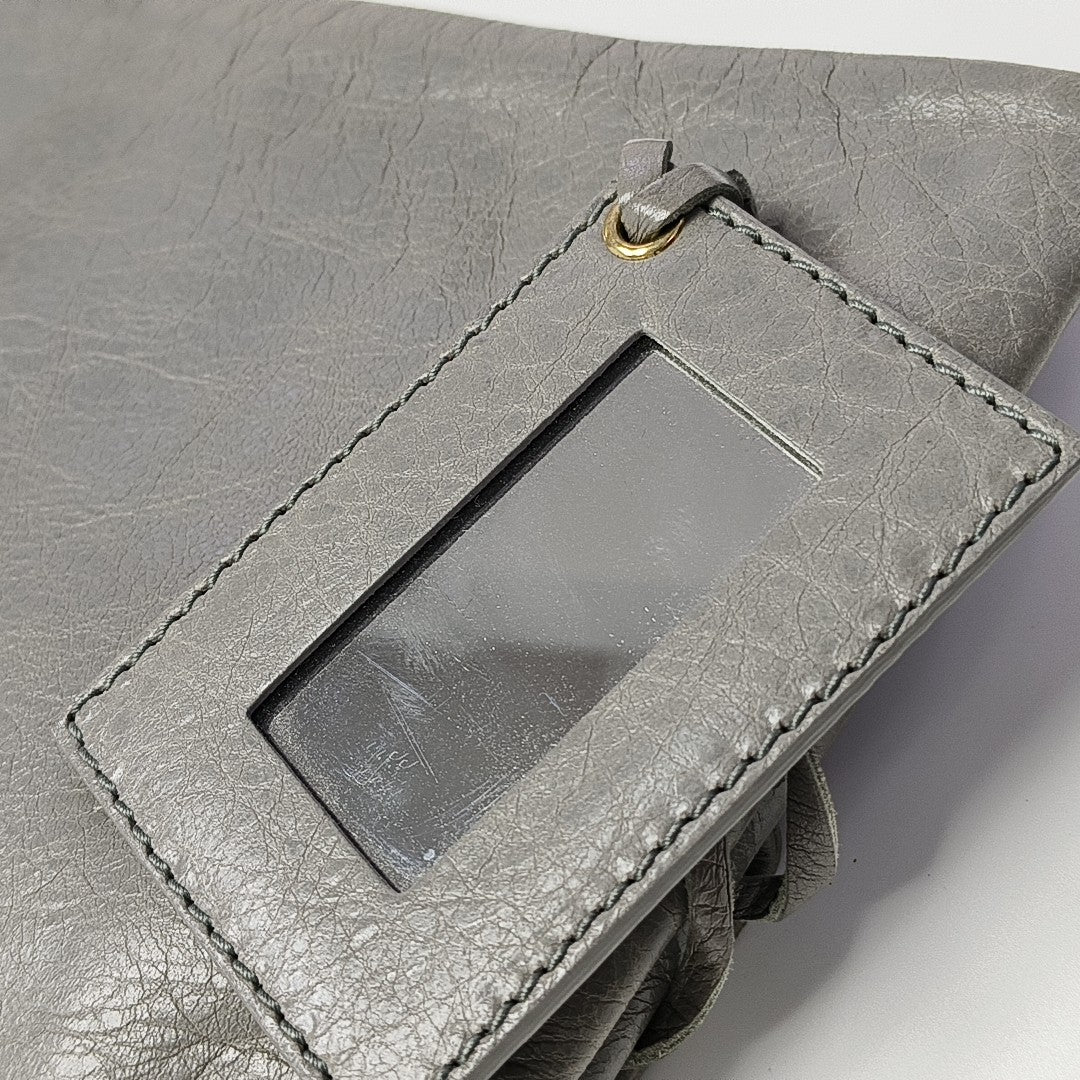 Classic Metallic Edge City Small Calfskin Gray