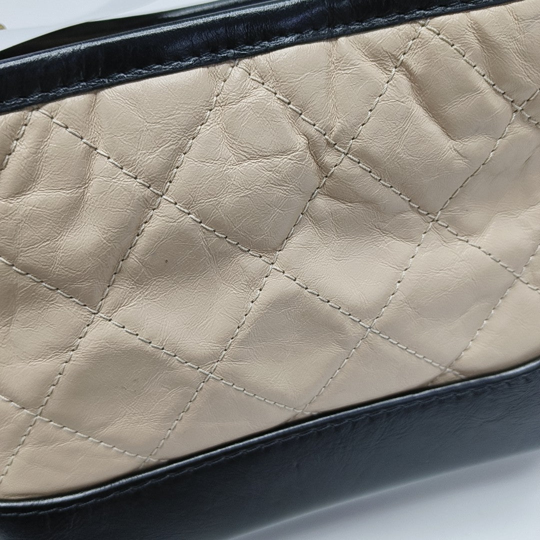 GABRIELLE Small Quilted Calfskin Beige