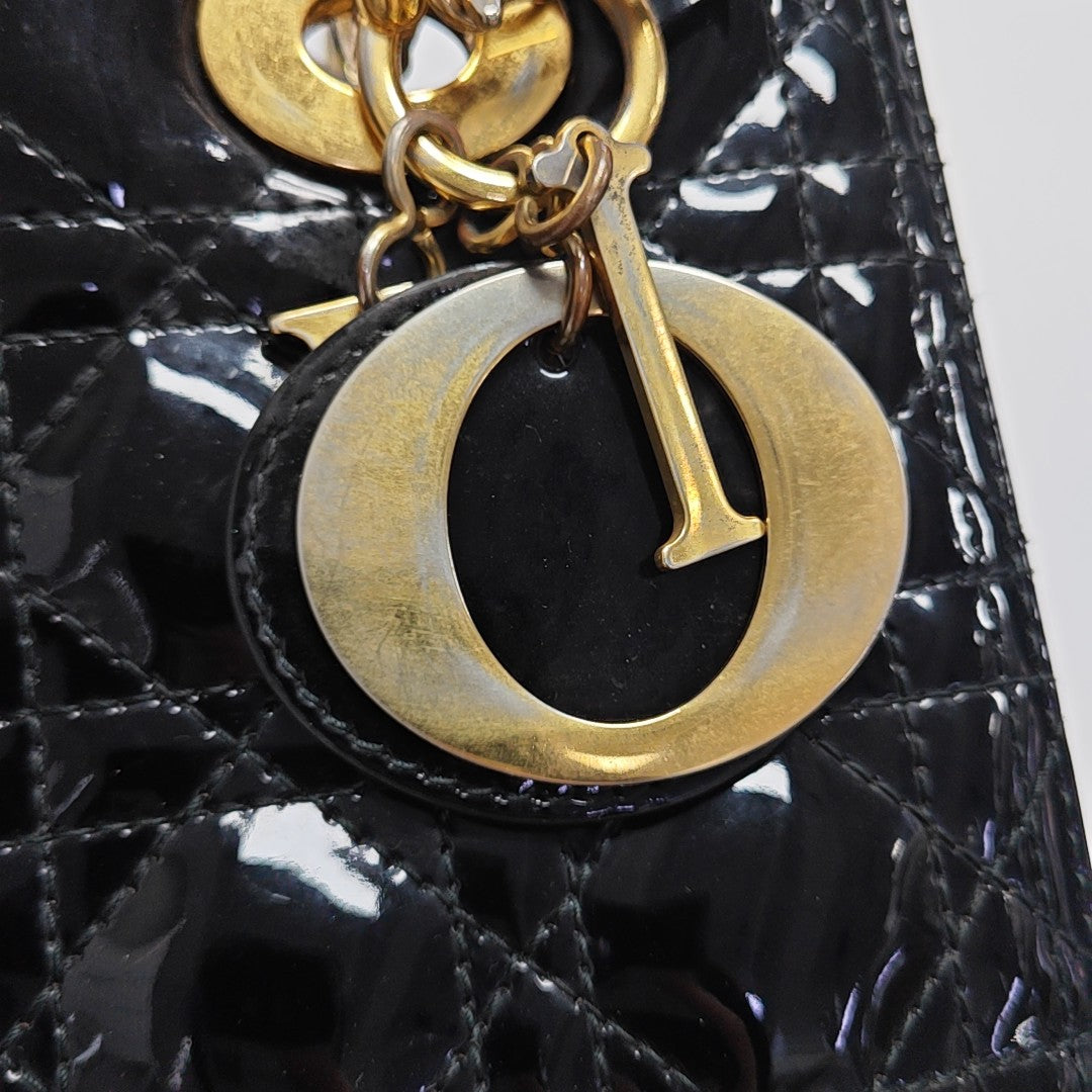 Lady Dior Medium Cannage Patent Leather Black