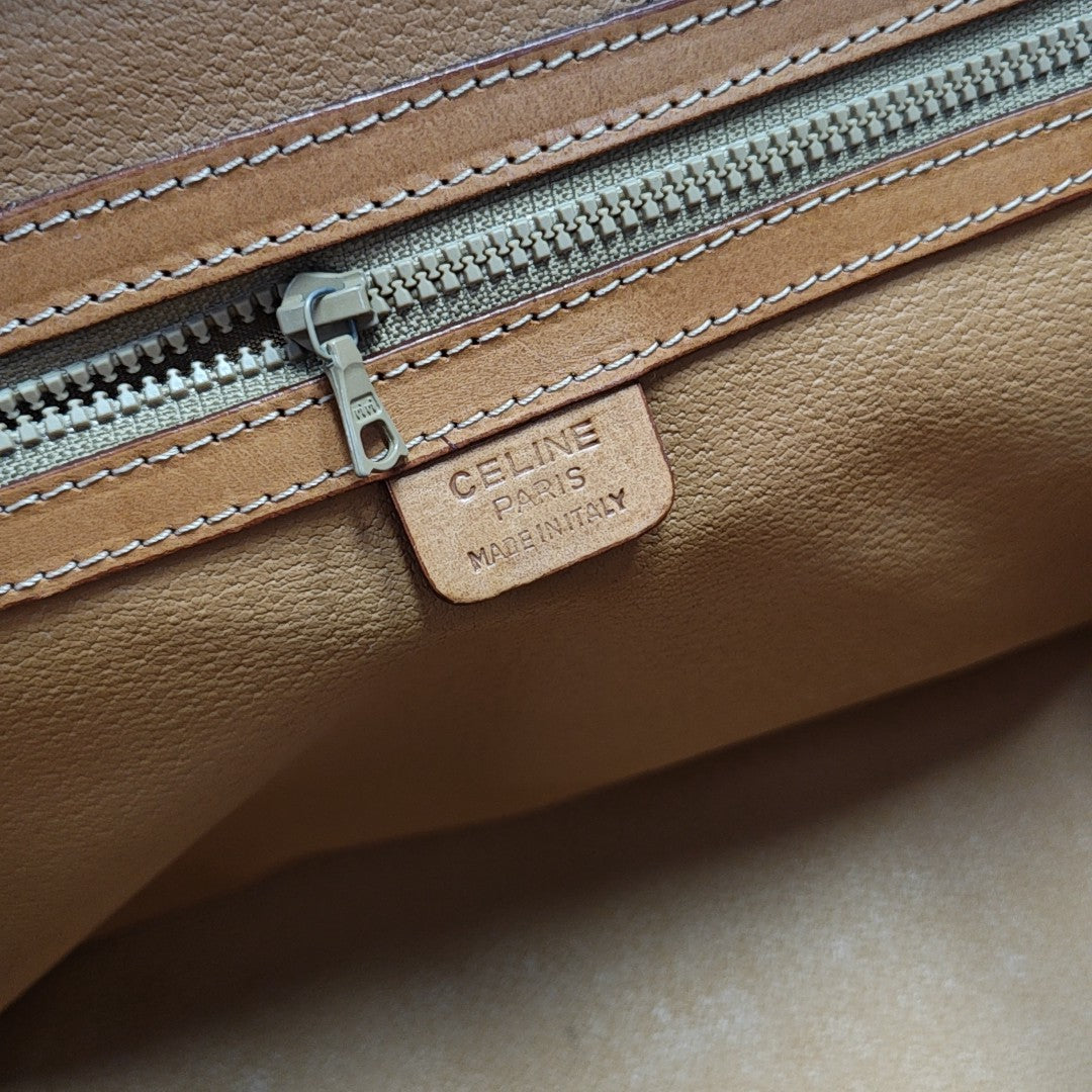 Coated Canvas Top Handle Bag Brown