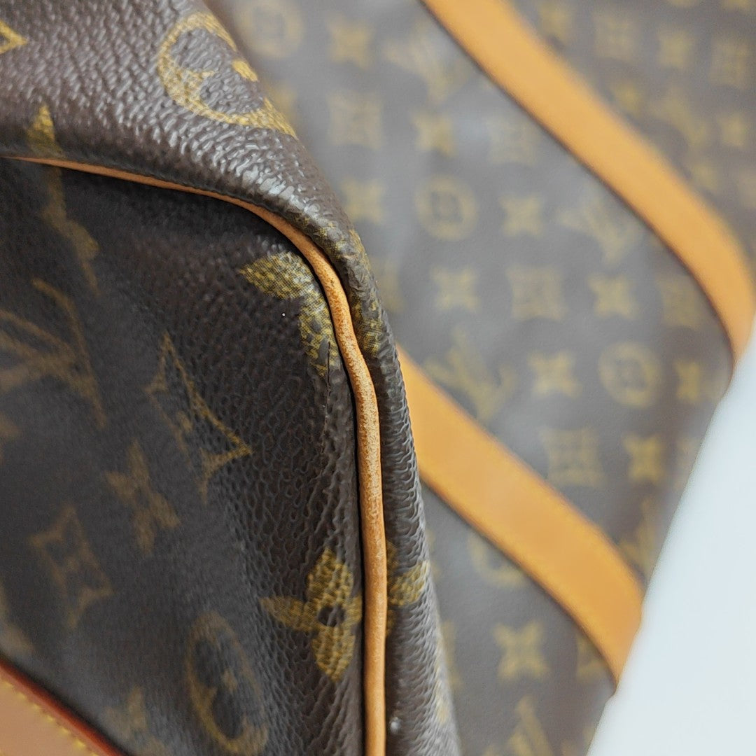 KEEPALL 50 Monogram Coated Canvas Brown