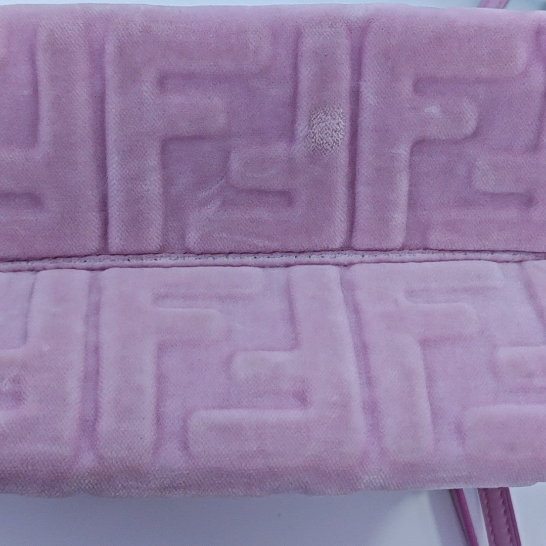 Monogram Velvet Crossbody Bag Pink