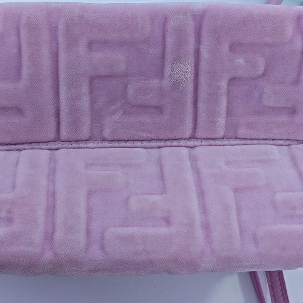Monogram Velvet Crossbody Bag Pink