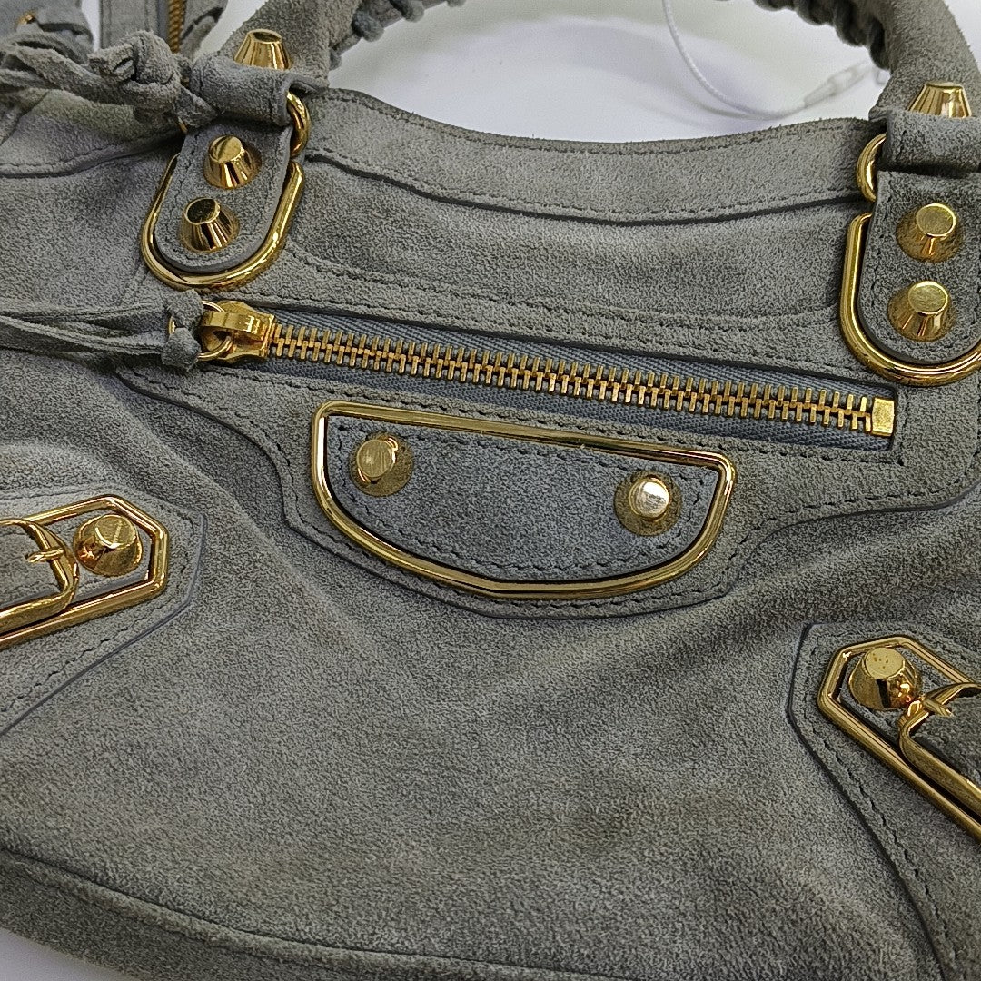 Classic Metallic Edge City Mini Suede Gray