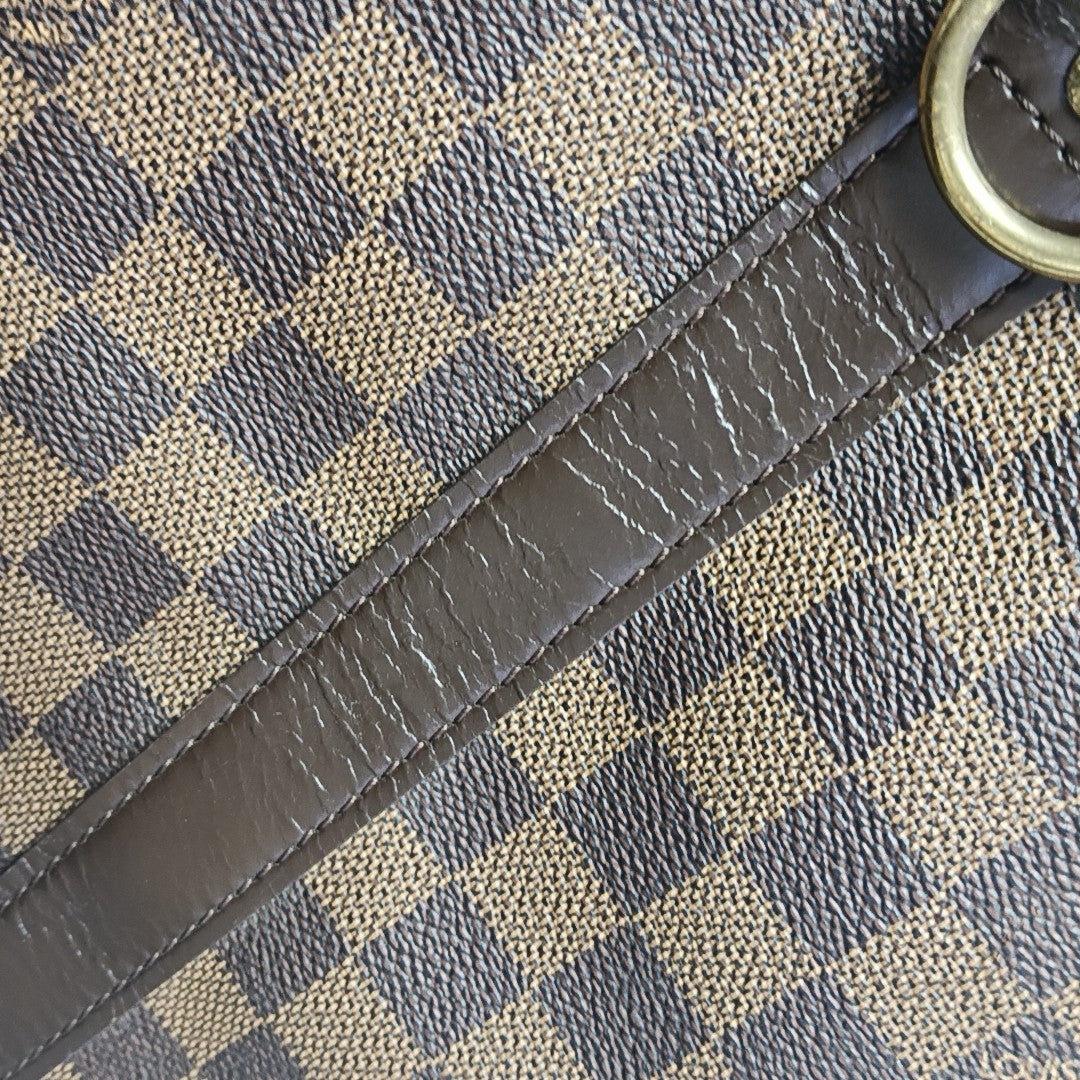 KEEPALL 55 Damier Ebene Coated Canvas Brown