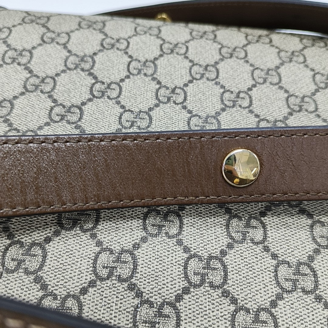 Horsebit 1955 Medium Monogram Coated Canvas Beige