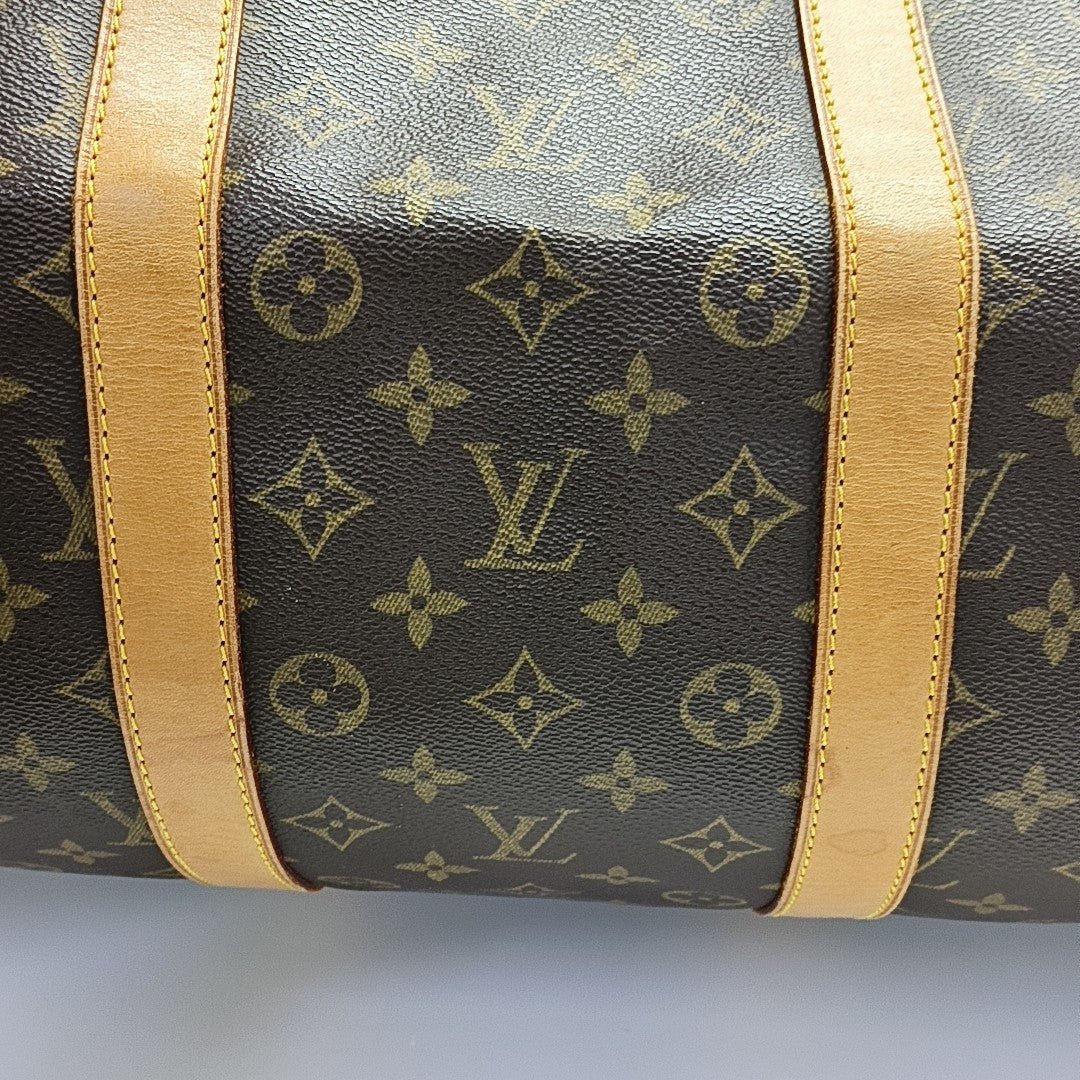 KEEPALL 55 Monogram Coated Canvas Brown
