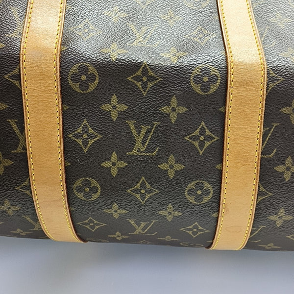 KEEPALL 55 Monogram Coated Canvas Brown