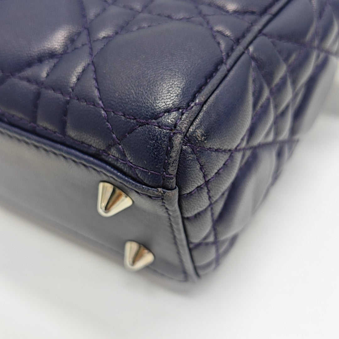 Lady Dior Small Cannage Lambskin Blue