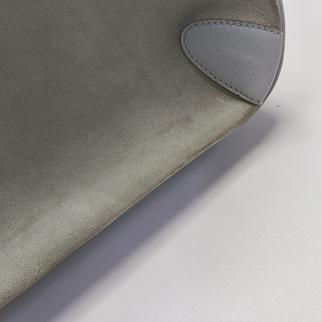 Suede Top Handle Bag Blue