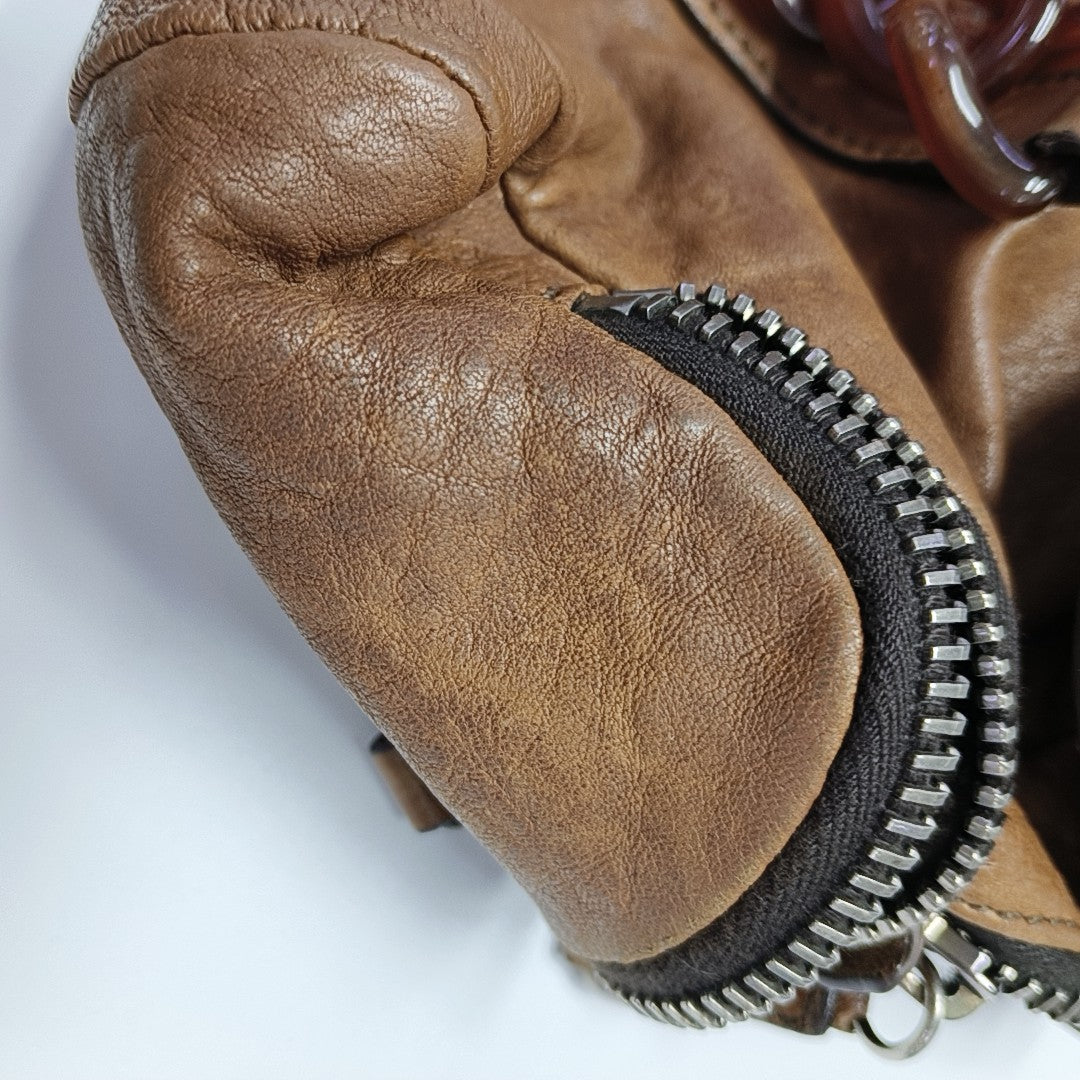 Lambskin Shoulder Bag Brown