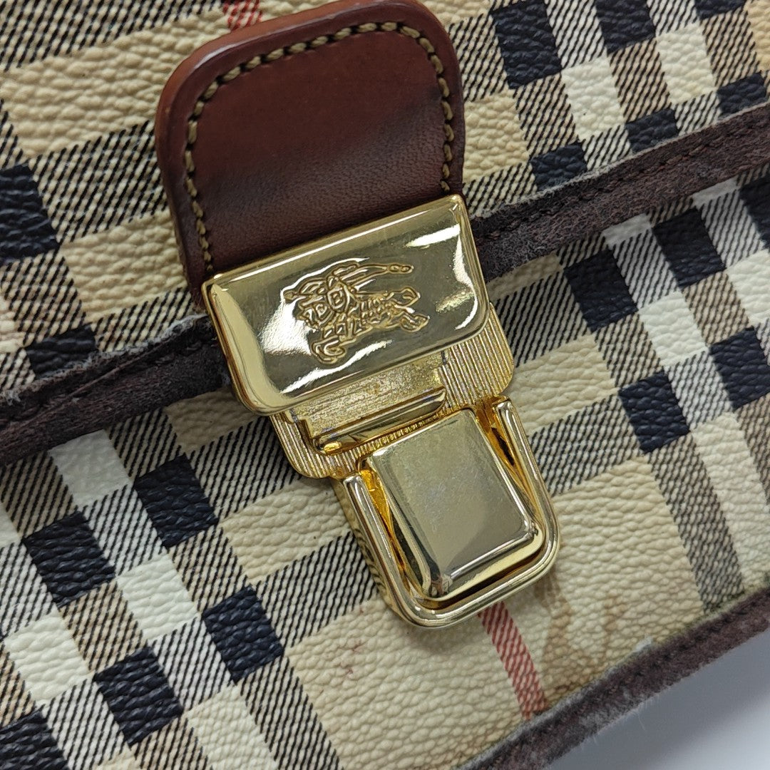 Coated Canvas Shoulder Bag Brown