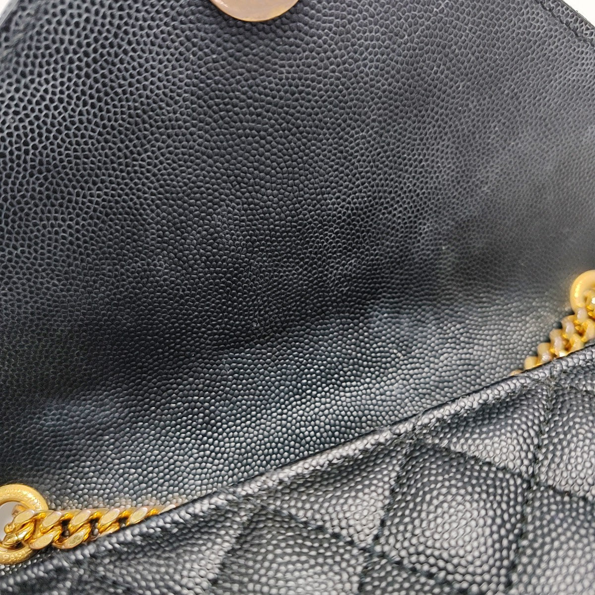 ENVELOPE Small Chevron Calfskin Black
