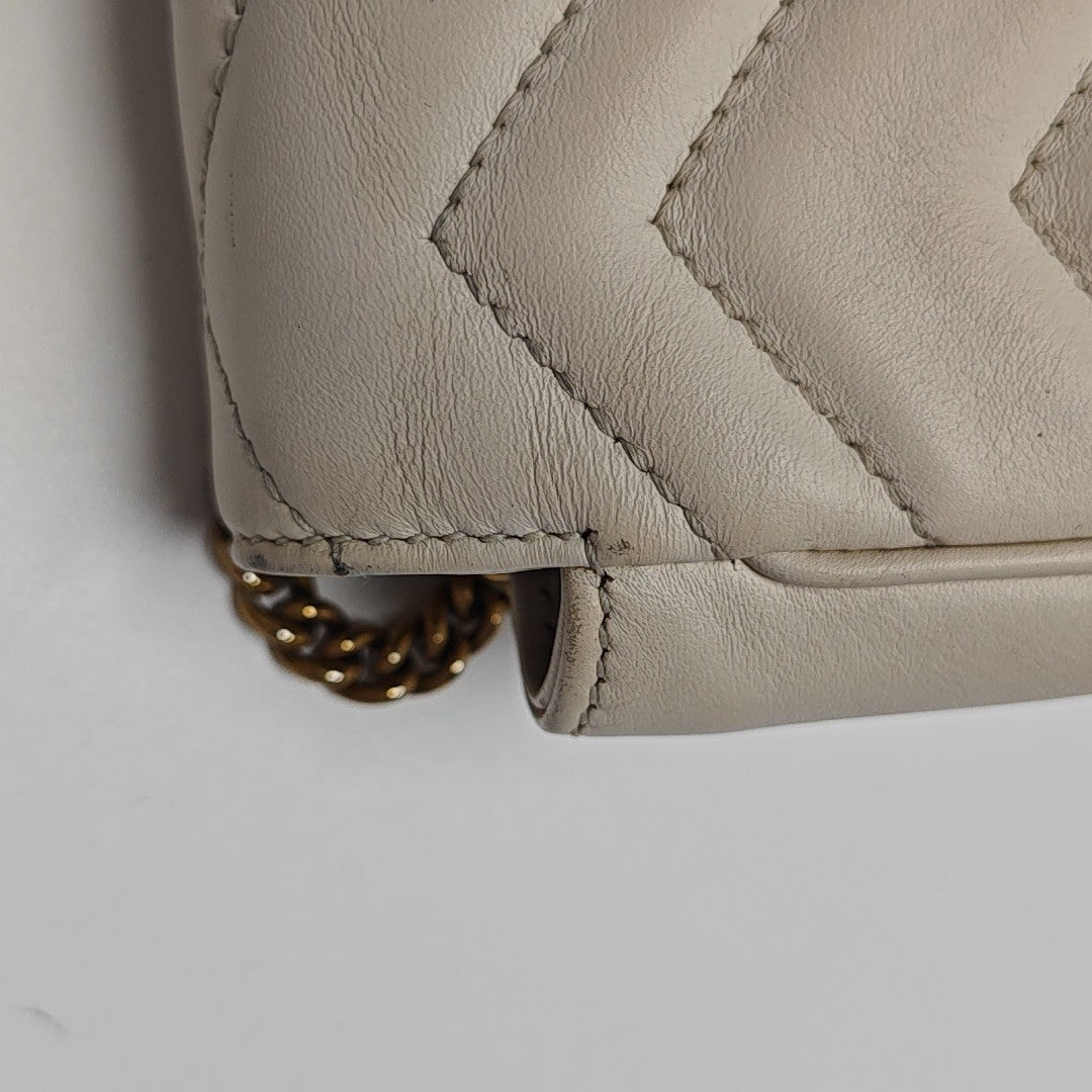 GG Marmont Mini Quilted Calfskin White