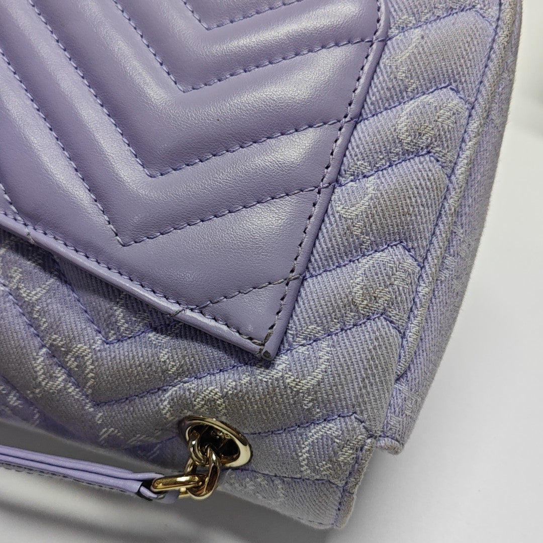 GG Marmont Medium Quilted Denim Purple