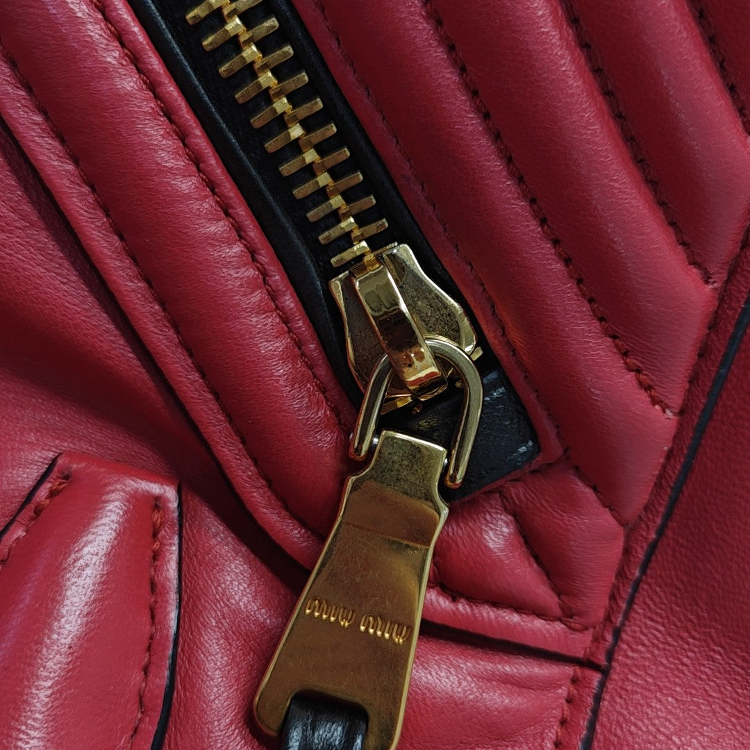 Quilted Lambskin Tote Bag Red