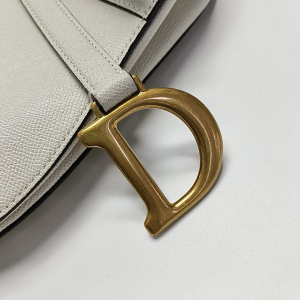 Saddle Medium Calfskin White