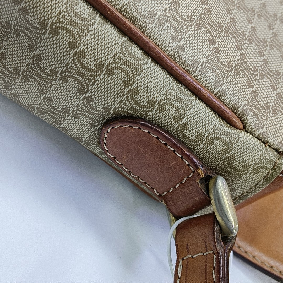 Coated Canvas Shoulder Bag Beige