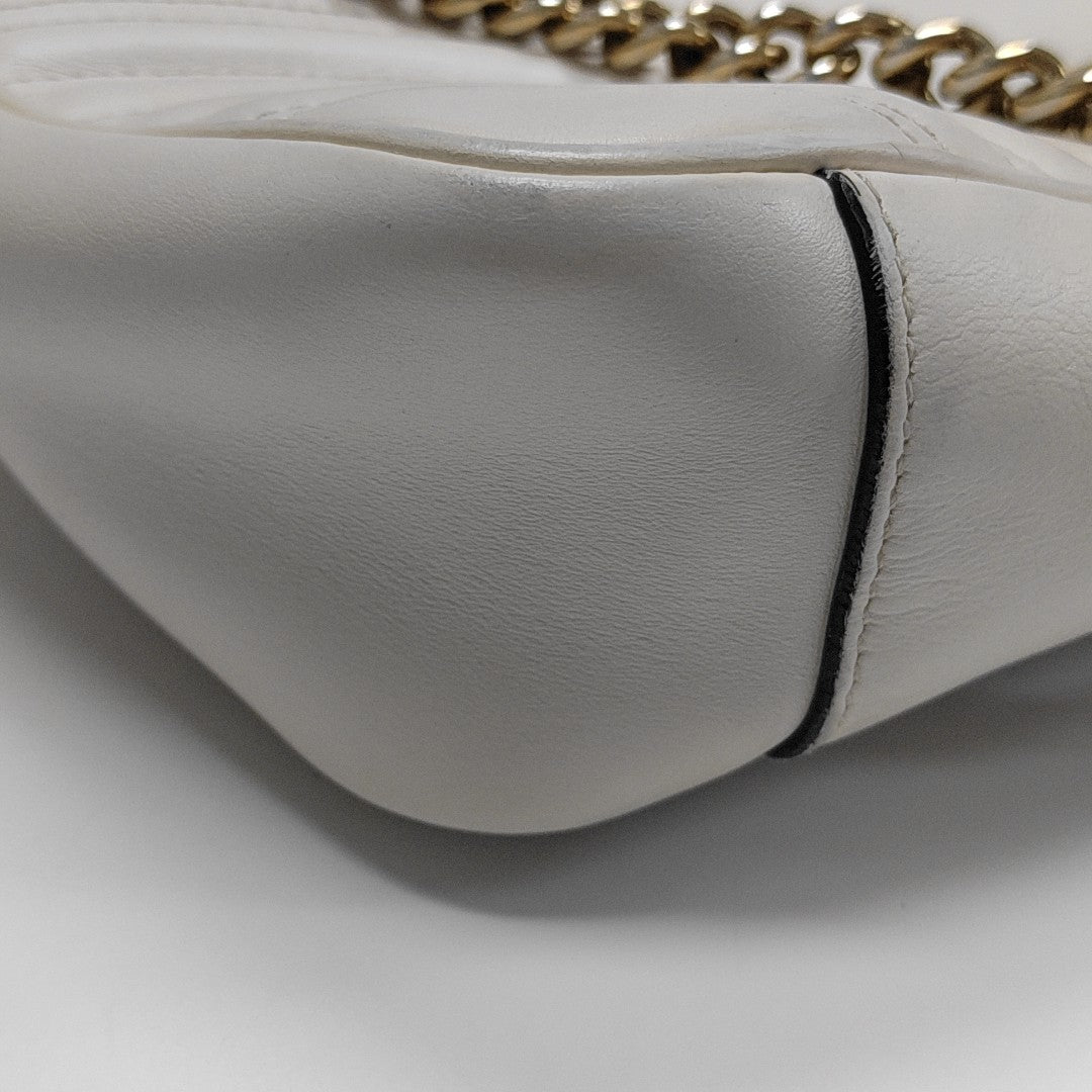 GG Marmont Medium Quilted Calfskin White