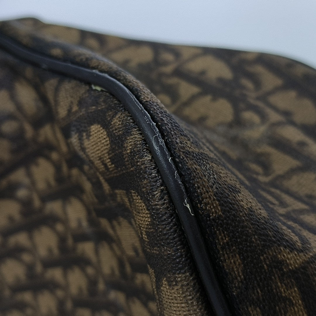 Oblique Coated Canvas Tote Bag Brown